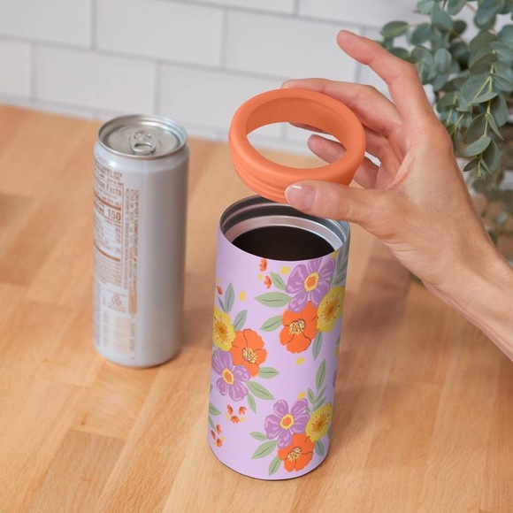 NWT OCS Designs Stainless Steel Slim Can Cooler Pretty Petals - Picture 5 of 11